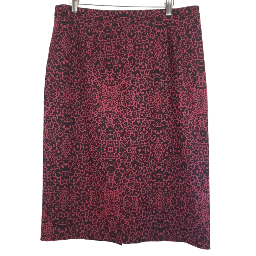 Halogen Animal Print Skirt Size 14 in Pink Leopard Signature H